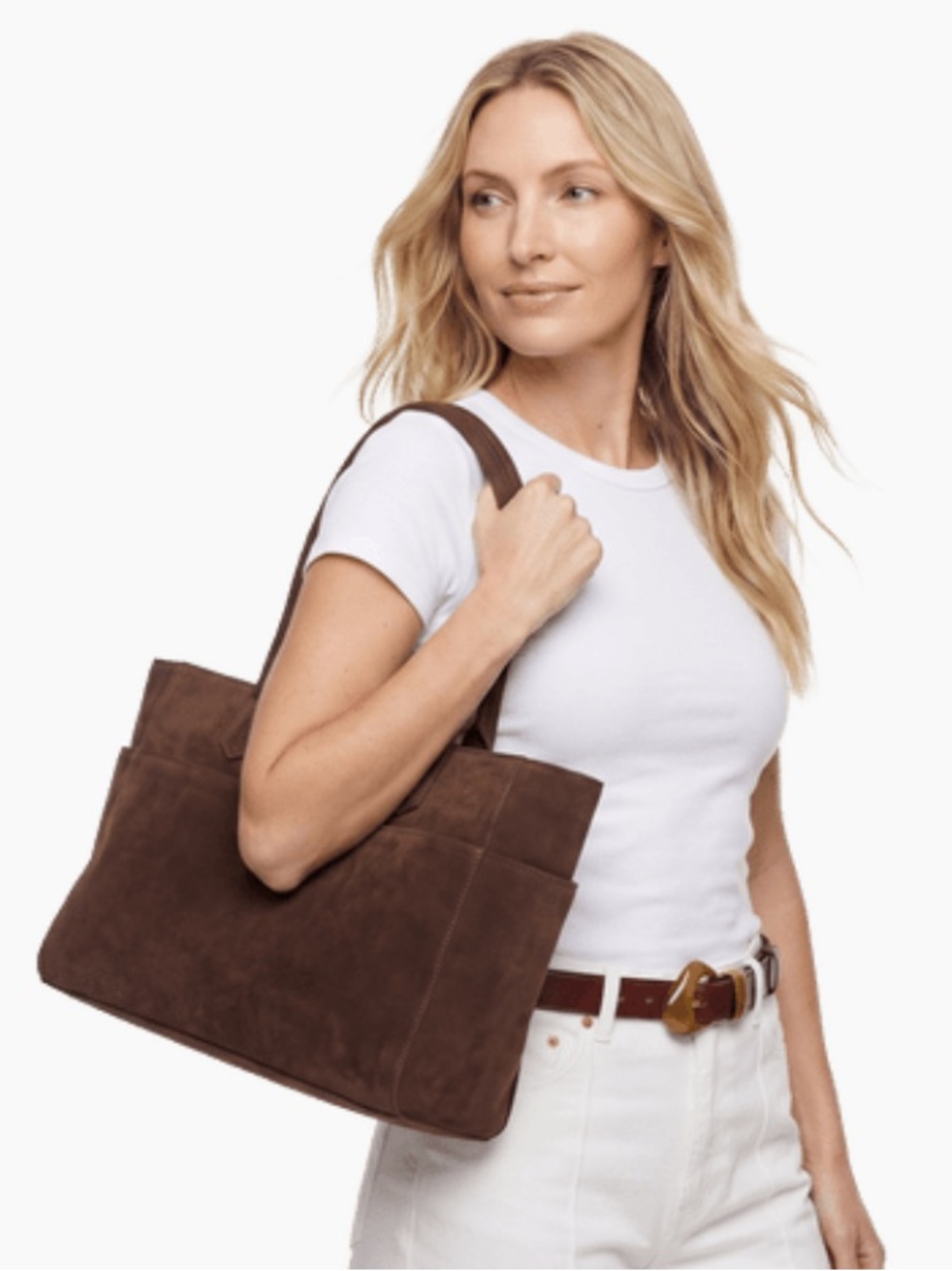 NWT | Mali + Lili FAUX SUEDE TOTE BAG | Brown